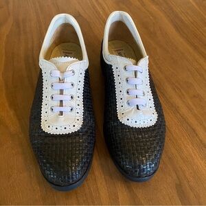 Vintage Aerogreen Woven Leather Golf Shoes Blue White Mens 8